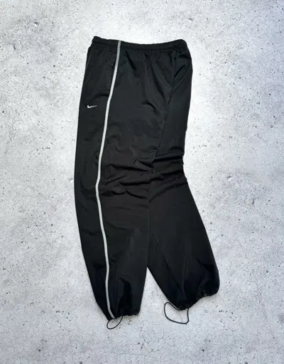 Pre-owned Nike X Vintage Nike Track Nylon Drill Pants Vintage White Swoosh Y2k In Black