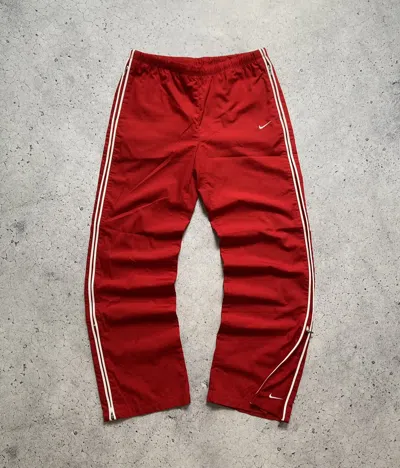 Pre-owned Nike X Vintage Nike Track Red Pants Vintage Double Swoosh Nylon Y2k