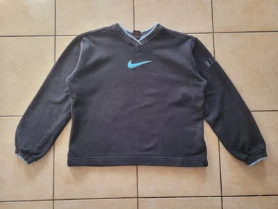 Pre-owned Nike X Vintage Nike V- Neck Center Logo Sweatshirt In Black