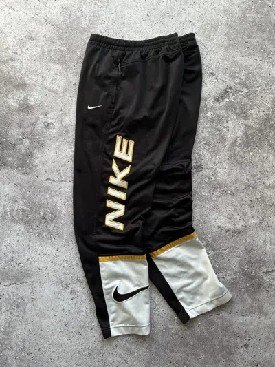 Pre-owned Nike X Vintage Nike Vintage 90's Baggy Track Pants Big Nike Logo Swoosh In Black