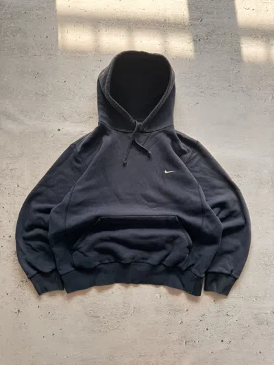 Pre-owned Nike X Vintage Nike Vintage Center Logo Oversize Boxy Hoodie In Navy