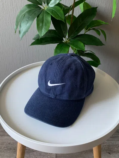 Pre-owned Nike X Vintage Nike Vintage Faded Swoosh Classic Cap 90's In Blue