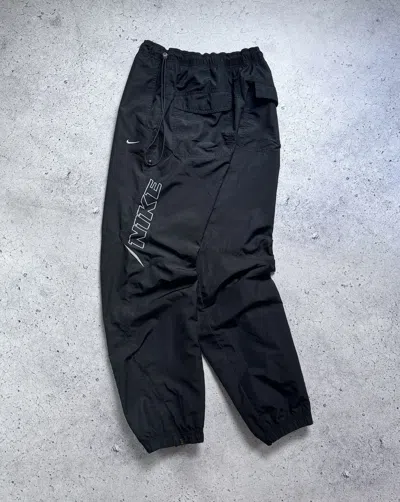 Pre-owned Nike X Vintage Nike Vintage Track Nylon Pants Gorpcore Drill Joggers Y2k In Black