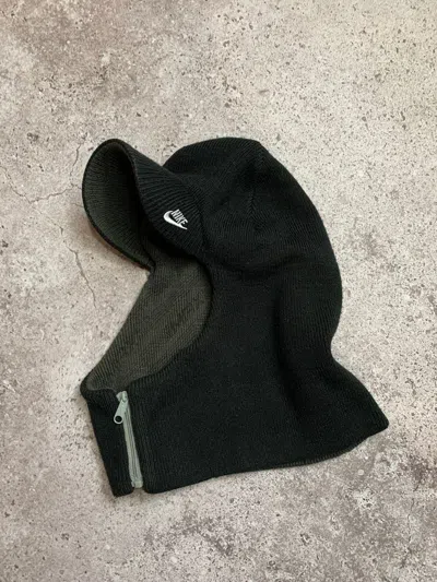 Pre-owned Nike X Vintage Nike Winter Cap 3 In 1 Balaclava Ninja Hat In Black/gray