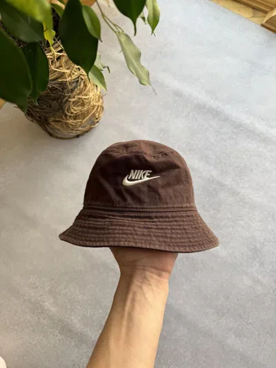 Pre-owned Nike X Vintage Nike Y2k Brown Bucket Hat