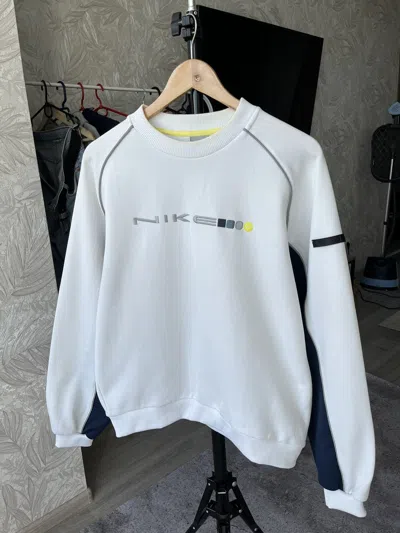 Pre-owned Nike X Vintage Nike Y2k Crewneck Sweatshirt 90's Spellout Logo In White