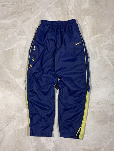 Pre-owned Nike X Vintage Nike Y2k Drill Swoosh Hype Nylon Track Pants In Blue