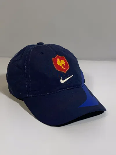 Pre-owned Nike X Vintage Nike Y2k France Swoosh Logo Hype Cap Hat In Blue