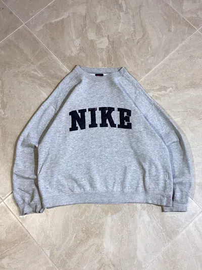 Pre-owned Nike X Vintage Nike Y2k Hype Streetwear Style Oversized Sweatshirt In Grey