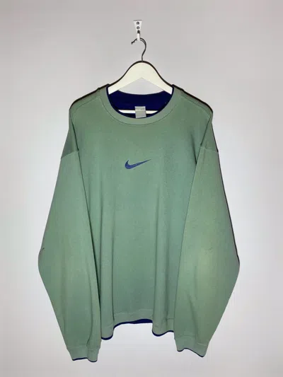 Pre-owned Nike X Vintage Nike Y2k Hype Streetwear Swoosh Logo Sweatshirt In Green