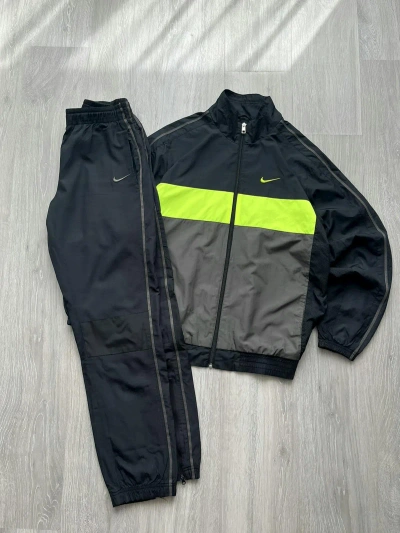 Pre-owned Nike X Vintage Nike Y2k Nylon Blacktracksuit Swoosh