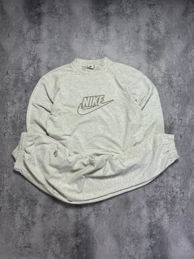 Pre-owned Nike X Vintage Sport Suit Nike Big Logo Sweatshirt + Pants In White