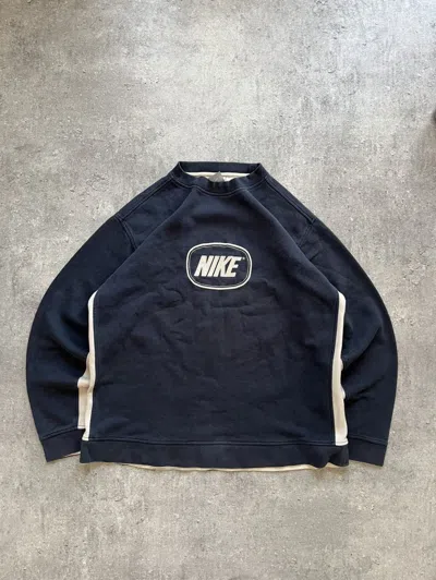 Pre-owned Nike X Vintage Sweatshirt Nike Big Central Logo Vintage Style 90's Skategang In Navy