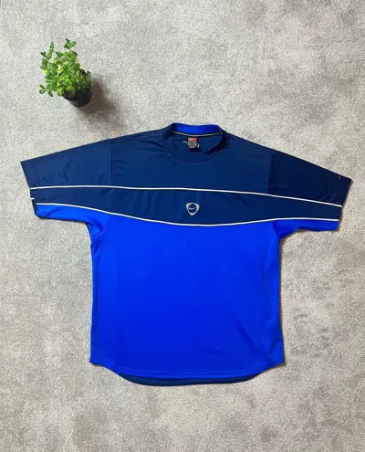 Pre-owned Nike X Vintage T Shirt Nike Dri-fit Vintage Swoosh Box Y2k In Blue