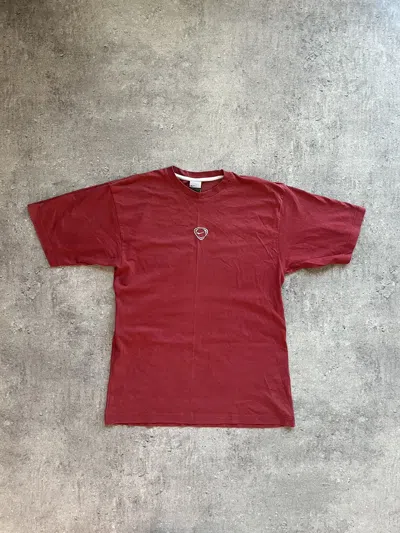 Pre-owned Nike X Vintage T-shirt Nike Vintage Central Logo Streetwear Y2k 90's Style In Dark Crimson