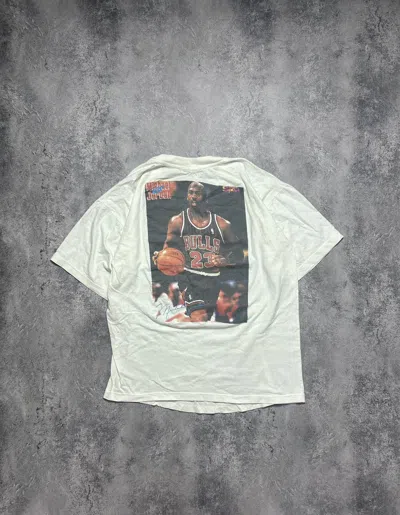 Pre-owned Nike X Vintage T-shirt Rap Michael Air Jordan Big Logo Bulls 23 In White