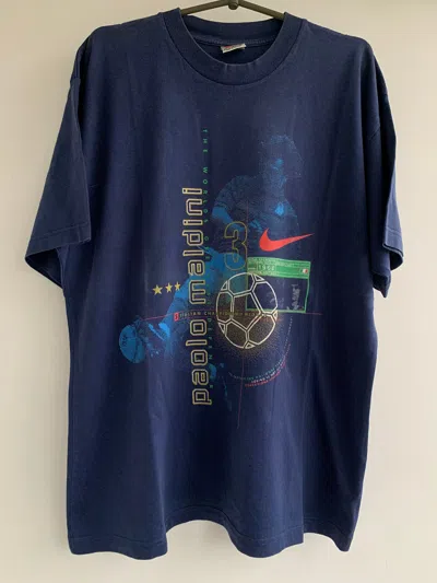 Pre-owned Nike X Vintage Very 90's Nike Paolo Maldini T Shirt In Navy