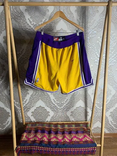 Pre-owned Nike X Vintage Very Nike Drill Shorts Lakers Swoosh Y2k Japan Style In Yellow