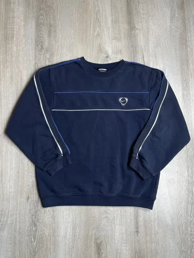 Pre-owned Nike X Vintage Vtg 90's Y2k Embroidered Logo Nike Faded Crewneck Sweatshirt In Navy