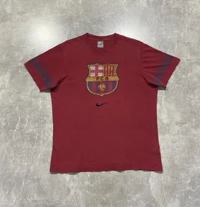 Pre-owned Nike X Vintage Y2k Barcelona Center Swoosh T-shirt In Red