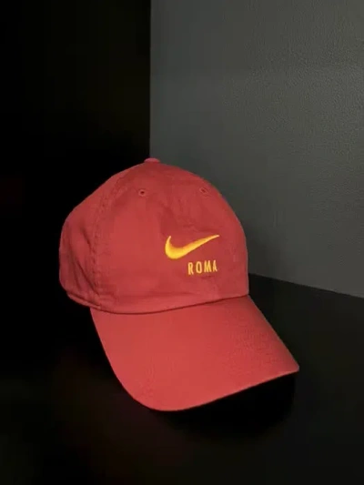 Pre-owned Nike X Vintage Y2k Blokecore Nike Roma Football Jersey Hat Cap In Red
