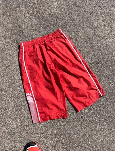 Pre-owned Nike X Vintage Y2k Nike Blokecore Japan Style Capri Baggy Shorts In Red