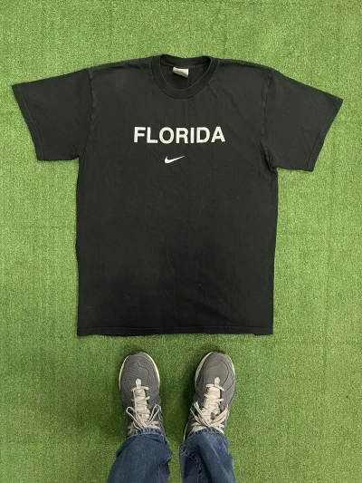 Pre-owned Nike X Vintage Y2k Nike Florida Usa Swoosh 90's Japan T Shirt In Black