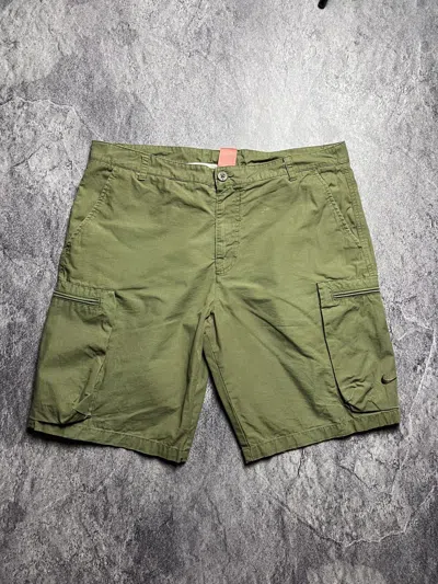 Pre-owned Nike X Vintage Y2k Nike Swoosh Ripstop Cargo Shorts Baggy Blokecore Style In Green Olive
