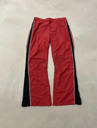 Pre-owned Nike X Vintage Y2k Red "nike Swoosh" Flared Track Pants