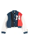 Nike X Yoon Ahn Varsity Bomber Jacket In Black/navy/phantom