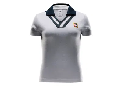 Pre-owned Nike X Yoon Women's Shortsleeve Polo Shirt In White/armory Navy Blue