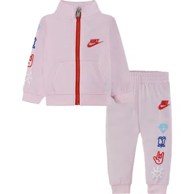 Nike Babies'  Xo Swoosh Tricot Jacket & Joggers Set In Pink