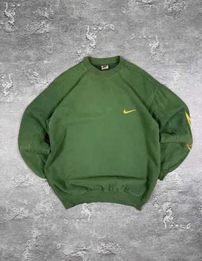 Pre-owned Nike Y2k 2000s  Swoosh Sweatshirt Size M Streetwear In Green