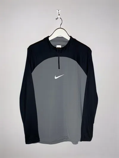 Pre-owned Nike Y2k  Streetwear Style Swoosh Logo 1/4 Zip Top Shirt In Black/gray