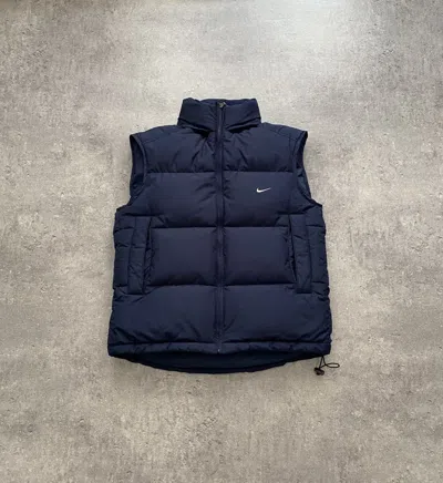 Pre-owned Nike Y2k00s Vintage  Puffer Vest - Small Swoosh In Blue