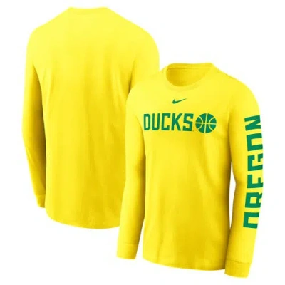Nike Yellow Oregon Ducks Basketball Icon Two-hit Long Sleeve T-shirt
