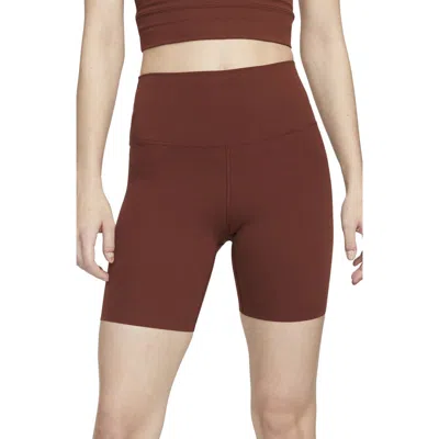 Nike Yoga Luxe Tight Shorts In Oxen Brown/iron Grey