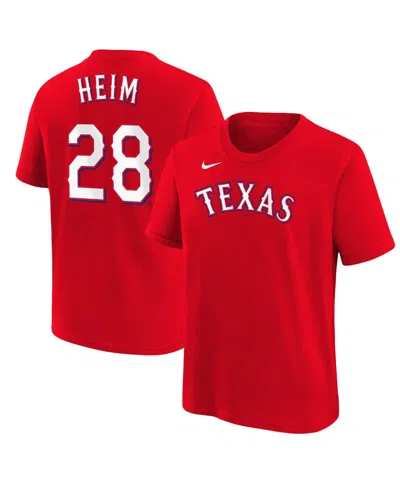 Nike Youth Jonah Heim Red Texas Rangers Name Number T-shirt