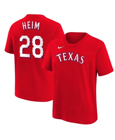 Nike Kids' Youth Jonah Heim Red Texas Rangers Name Number T-shirt