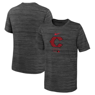 Nike Kids' Youth  Black Cincinnati Reds City Connect Practice Graphic Performance T-shirt In Heather Grey