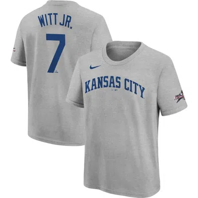 Nike Kids' Youth  Bobby Witt Jr. Heather Gray Kansas City Royals 2025 Mlb All-star Edition Name & Number T-