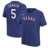 NIKE YOUTH NIKE COREY SEAGER ROYAL TEXAS RANGERS HOME PLAYER NAME & NUMBER T-SHIRT
