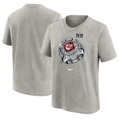 Nike Kids' Youth   Gray Kansas City Chiefs Four-time Super Bowl Champions T-shirt