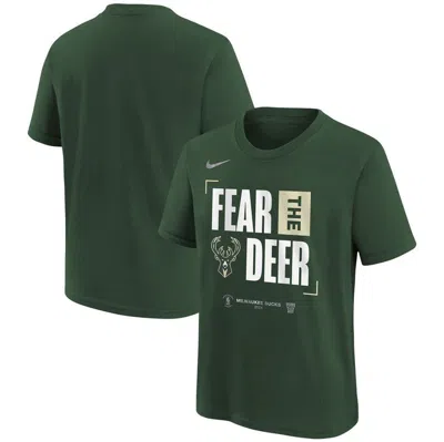 Nike Kids' Youth   Green Milwaukee Bucks 2024 Nba Playoffs Mantra T-shirt