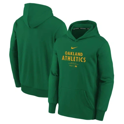 Nike Kids' Youth  Green Oakland Athletics Authentic Collection Performance Pullover Hoodie