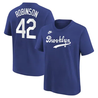 Nike Kids' Youth  Jackie Robinson Royal Brooklyn Dodgers Cooperstown Collection Name & Number T-shirt