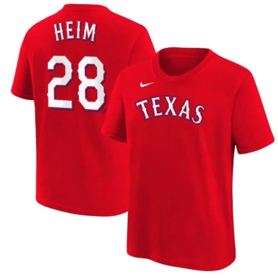 Nike Kids' Youth  Jonah Heim Red Texas Rangers Name & Number T-shirt