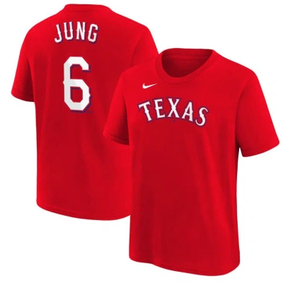 Nike Kids' Youth  Josh Jung Red Texas Rangers Name & Number T-shirt