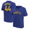 NIKE YOUTH NIKE JULIO RODRÍGUEZ ROYAL SEATTLE MARINERS FUSE CITY CONNECT NAME & NUMBER T-SHIRT
