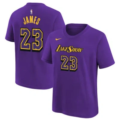Nike Kids' Youth  Lebron James Purple Los Angeles Lakers 2024/25 City Edition Name & Number T-shirt